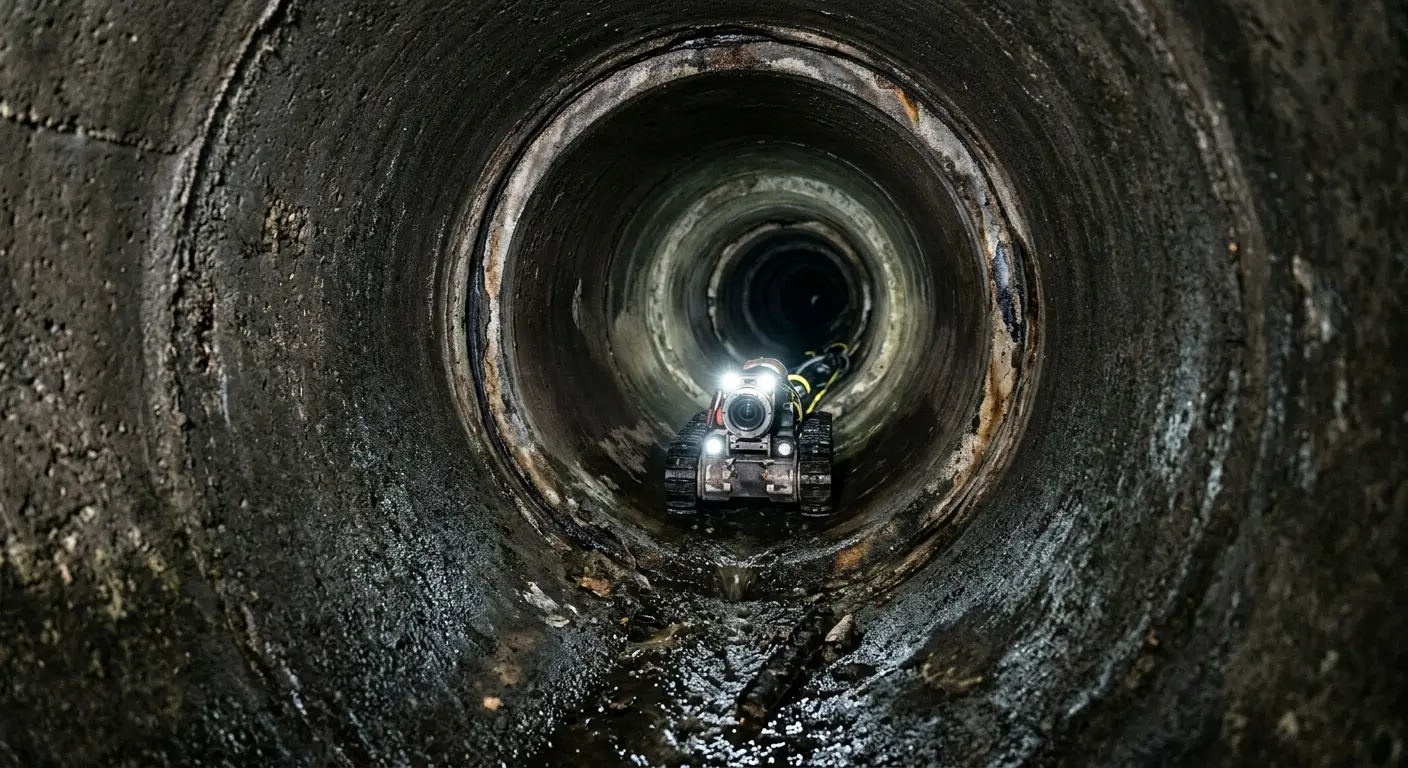 Robotic sewer camera inspecting pipe interior for Sewer Line Repair in East Lampeter